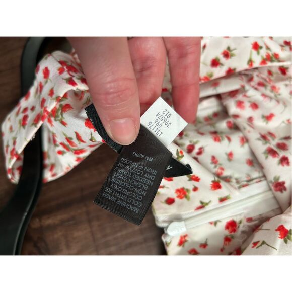 Moda International Red White Floral Ruffle Sleeveless Dress, Size 2 - Picture 9 of 10